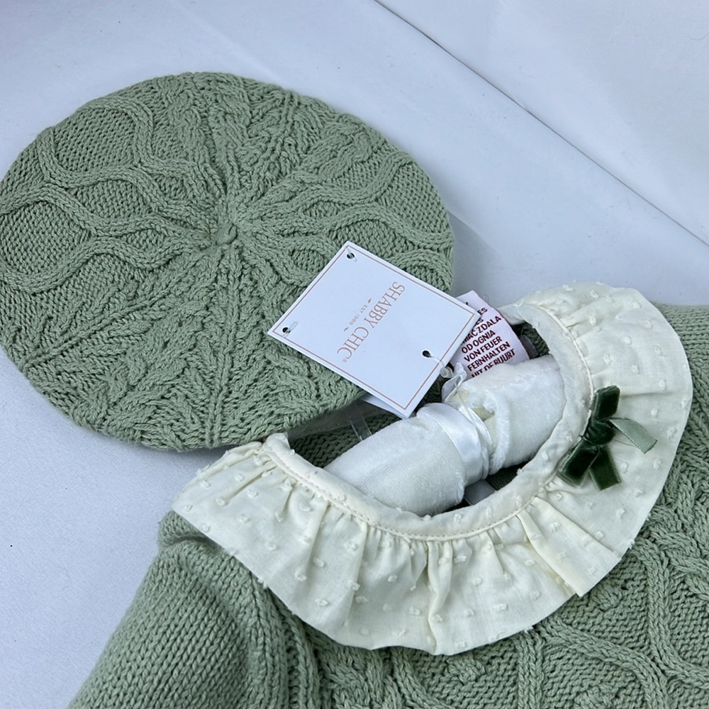Shabby Chic Sweater Dress with matching beret